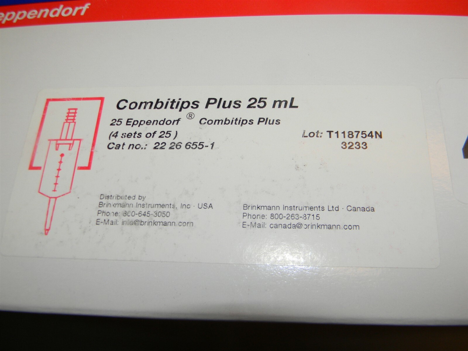 25 Eppendorf Combitips Plus 25mL Pipet Tips Sterile 22 26 655-1