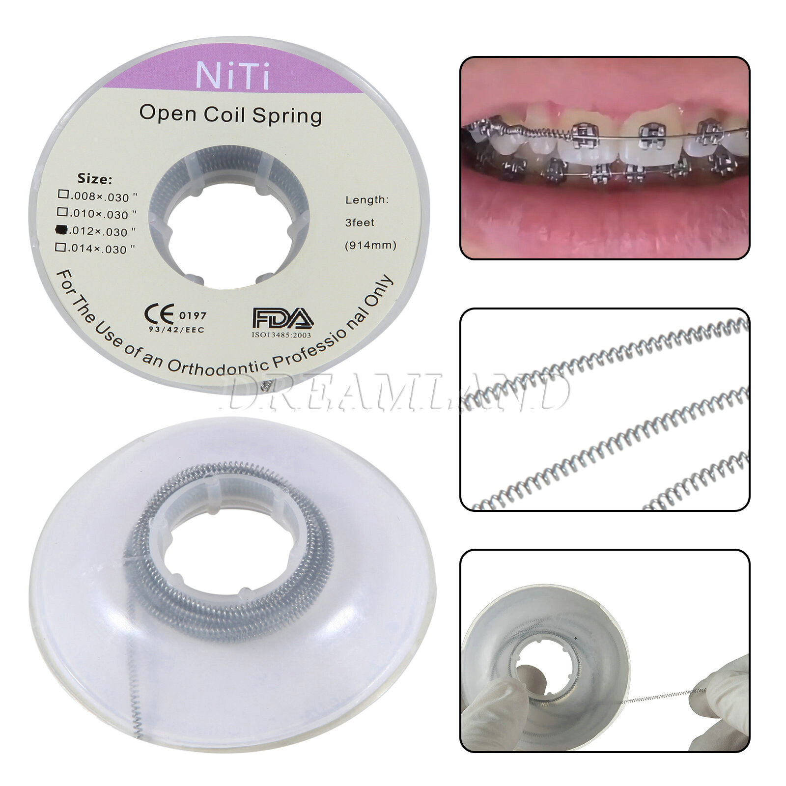 10 Roll Dental Orthodontic Niti Open Coil Spring Spool Dia.012 *030 » inch 914mm