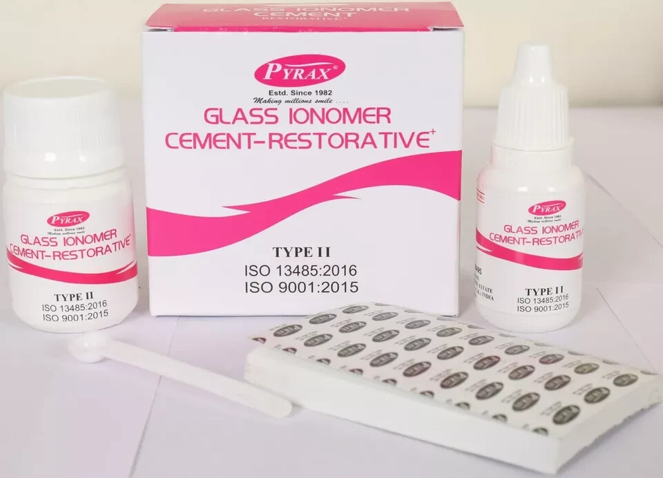 Dental Pyrax GIC Type 2 Restorative Cement PL Set – Powder 15gm / Liquid 10ml