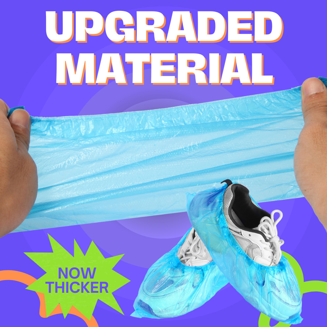100 Pack Waterproof Shoe Covers Disposable, Premium Non-Slip Recyclable CPE Shoe