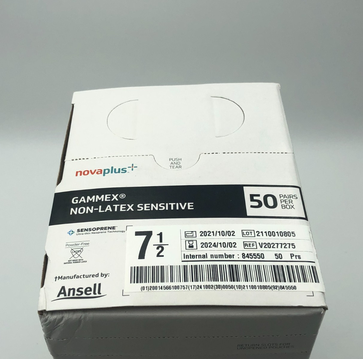 Gammex NovaPlus Surgical Gloves Size 7 1/2 Non Latex Sensitive 50 Ct Box NEW