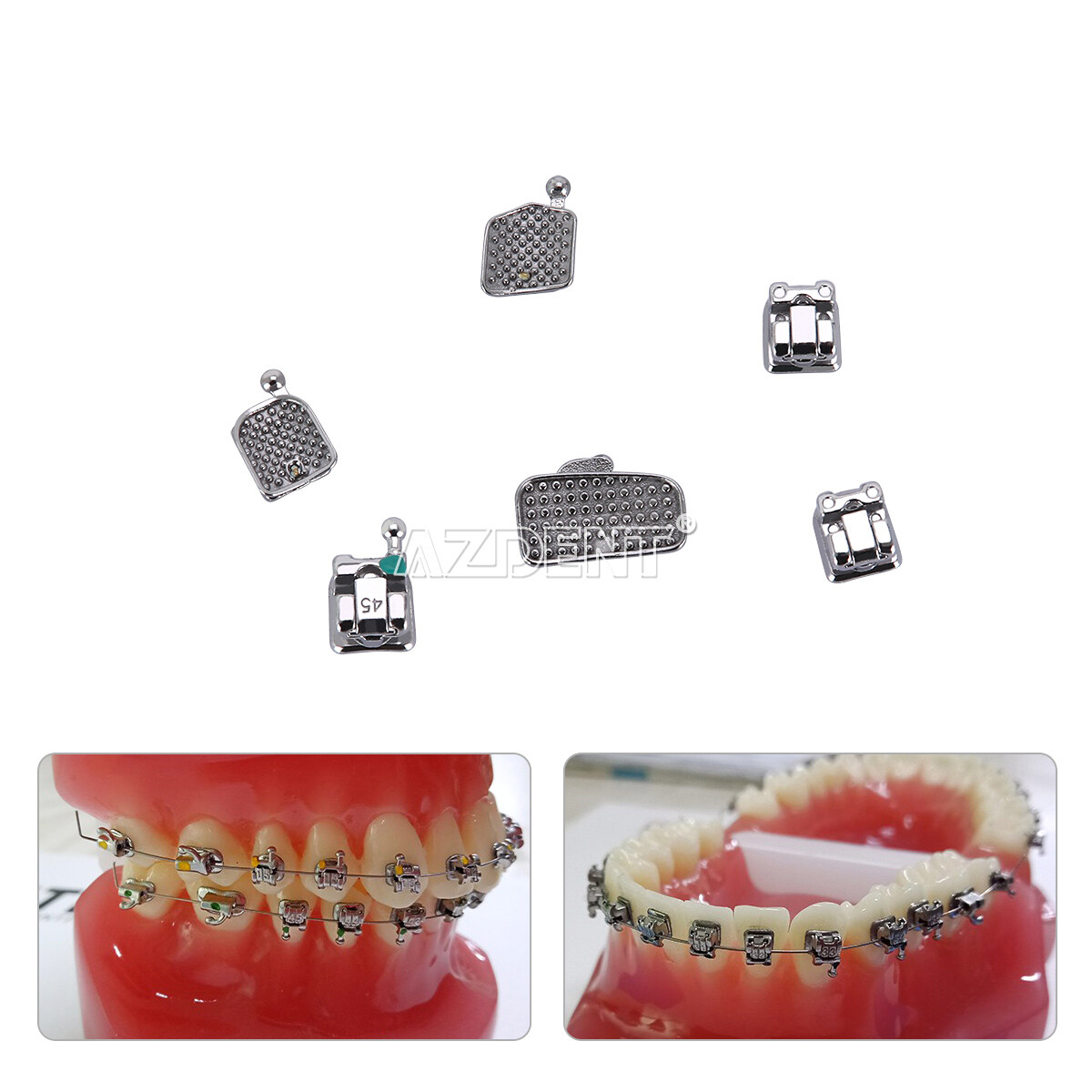 AZDENT Orthodontic Self-ligating Bracket Roth 022 345 w/hook 10x Metal Brace
