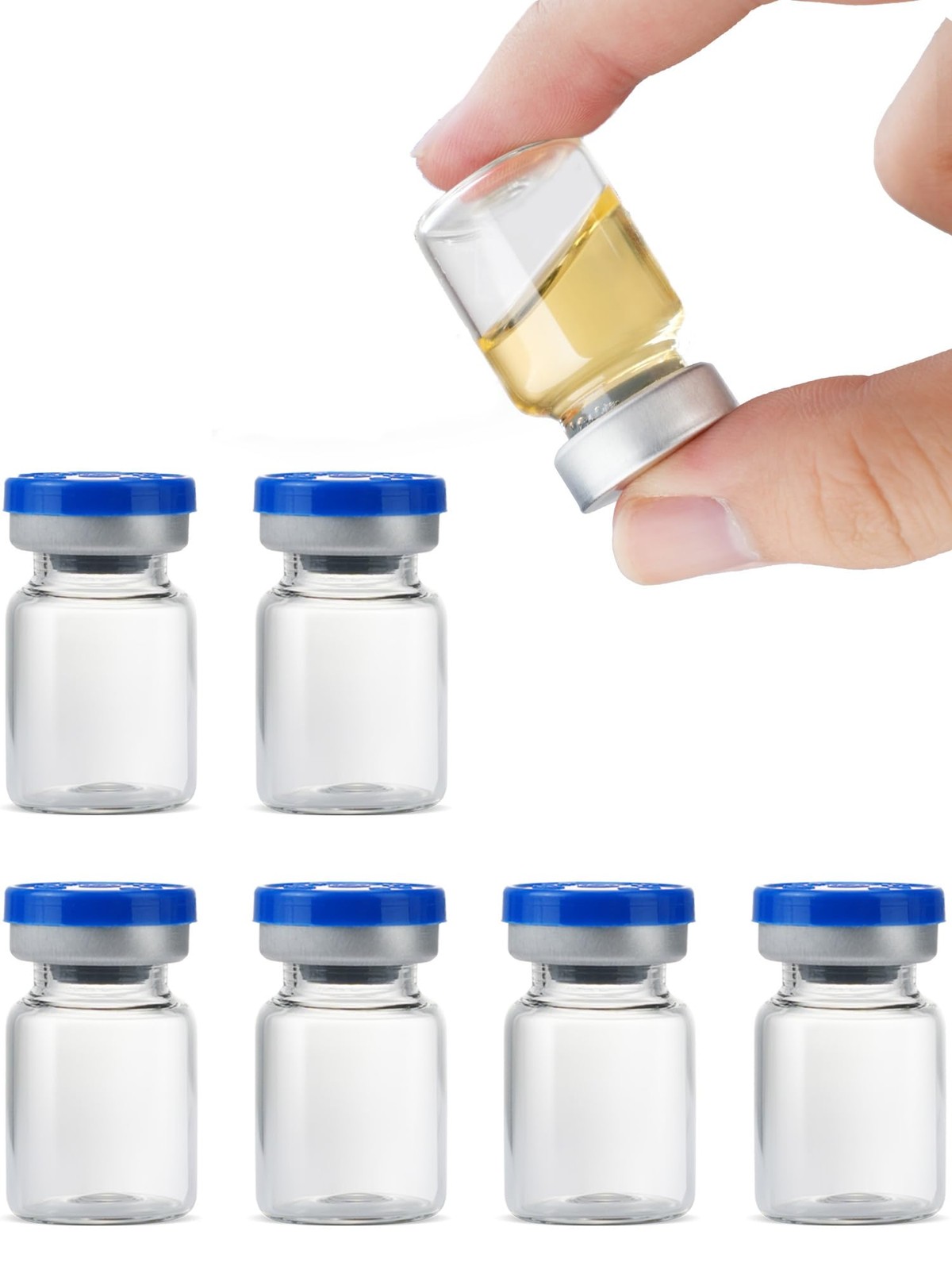 5ml Glass Vials for Injections, Self-Healing Injection Port, Sterile Empty Vials