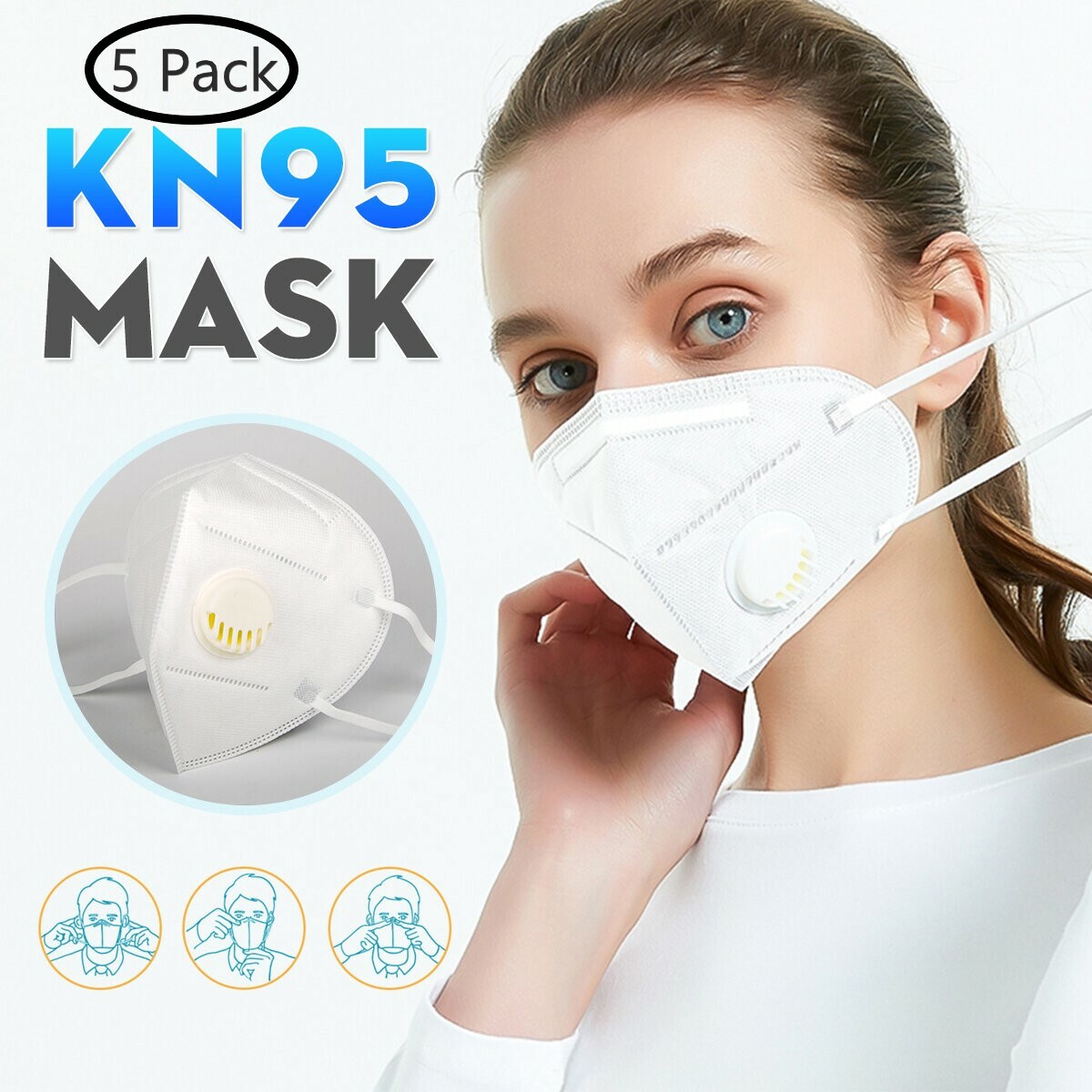 5 Pieces KN95 Face Mask Mouth Cover With Valve – Ship Same day Fast from NY USA