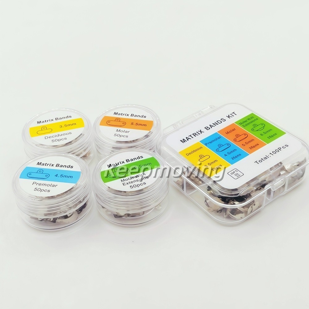 50 Pcs Dental Matrix Band 3D Hole Protrusions Contoured Matrices 3.5mm-6.5mm
