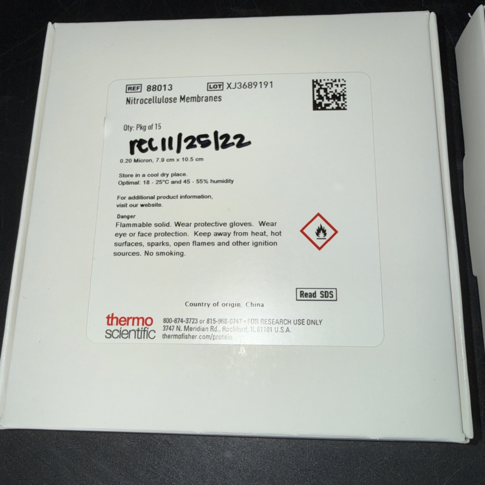2 – Thermo Scientific Nitrocellulose membranes, Pk of 15 + Extra 7.9×10.5 Cm