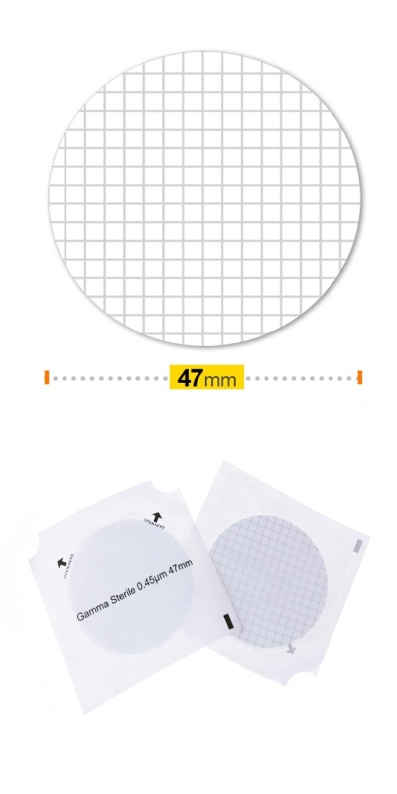 Omicron™️ Gridded CN,47mm, 0.45µm Sterile 100/Pk ( Cross Reference 11406-47-ACN)