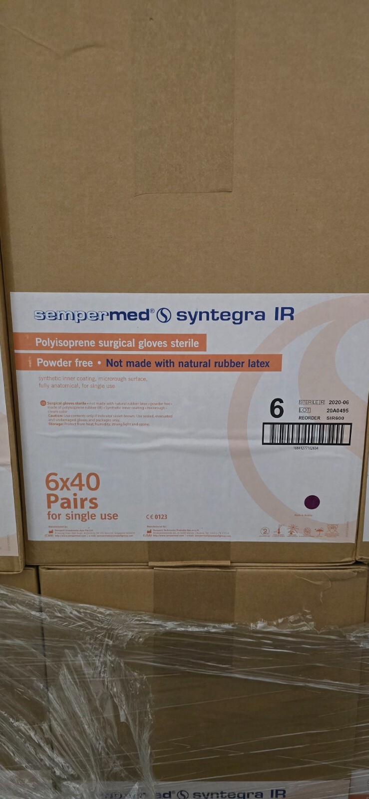 Sempermed Syntegra IR Polyisoprene Surgical Gloves Sterile, Size 6, 40/pairs