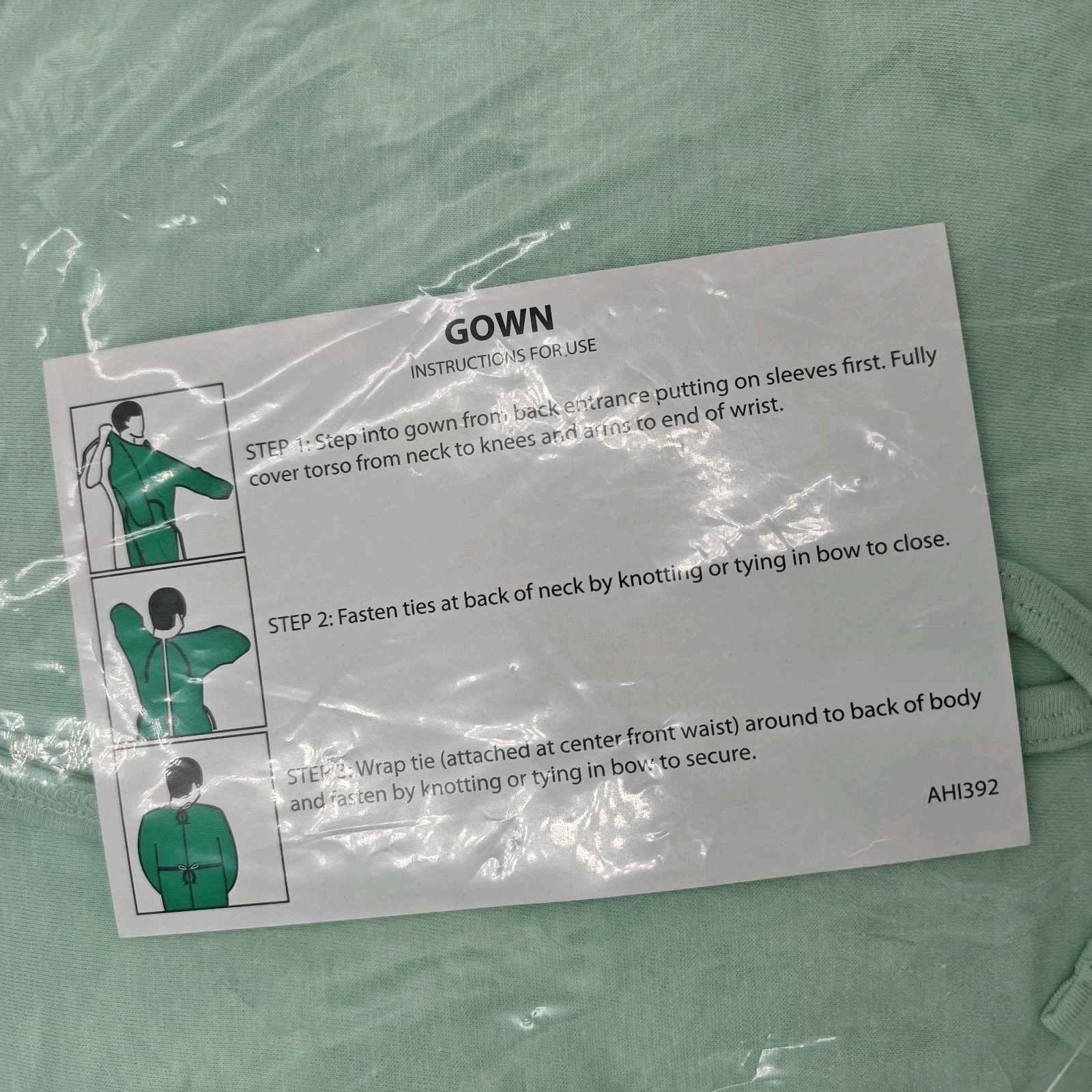 NEW Hanes Hospital Gown 10 Pack Long Sleeve Green Tie Back XL XXL XXXL 2XL 3XL
