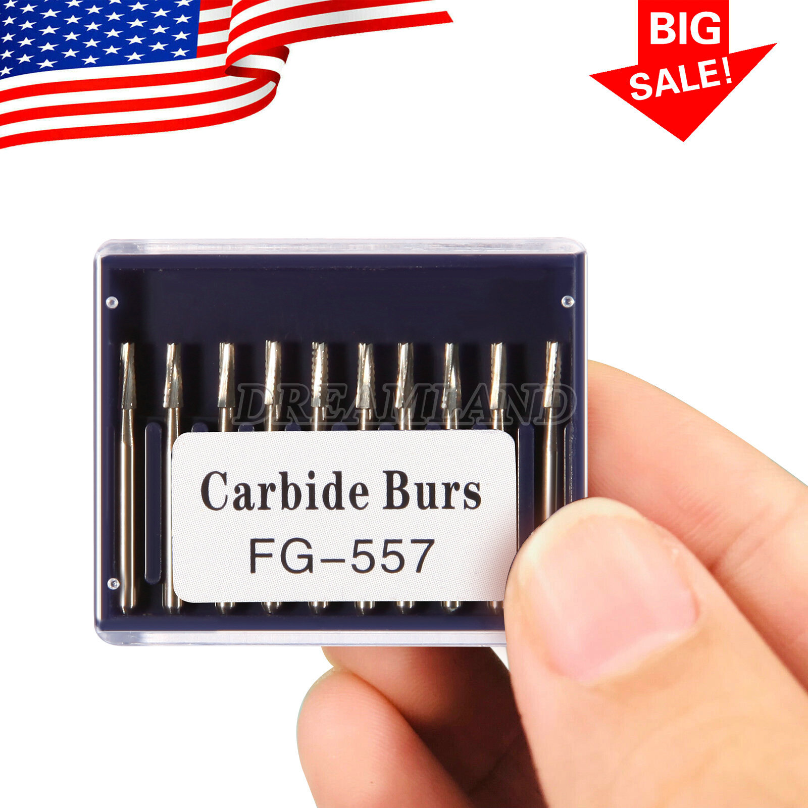 10Pcs/1 Box Dental FG-557 Tungsten Steel Carbide Burs Drill High-Speed Handpiece