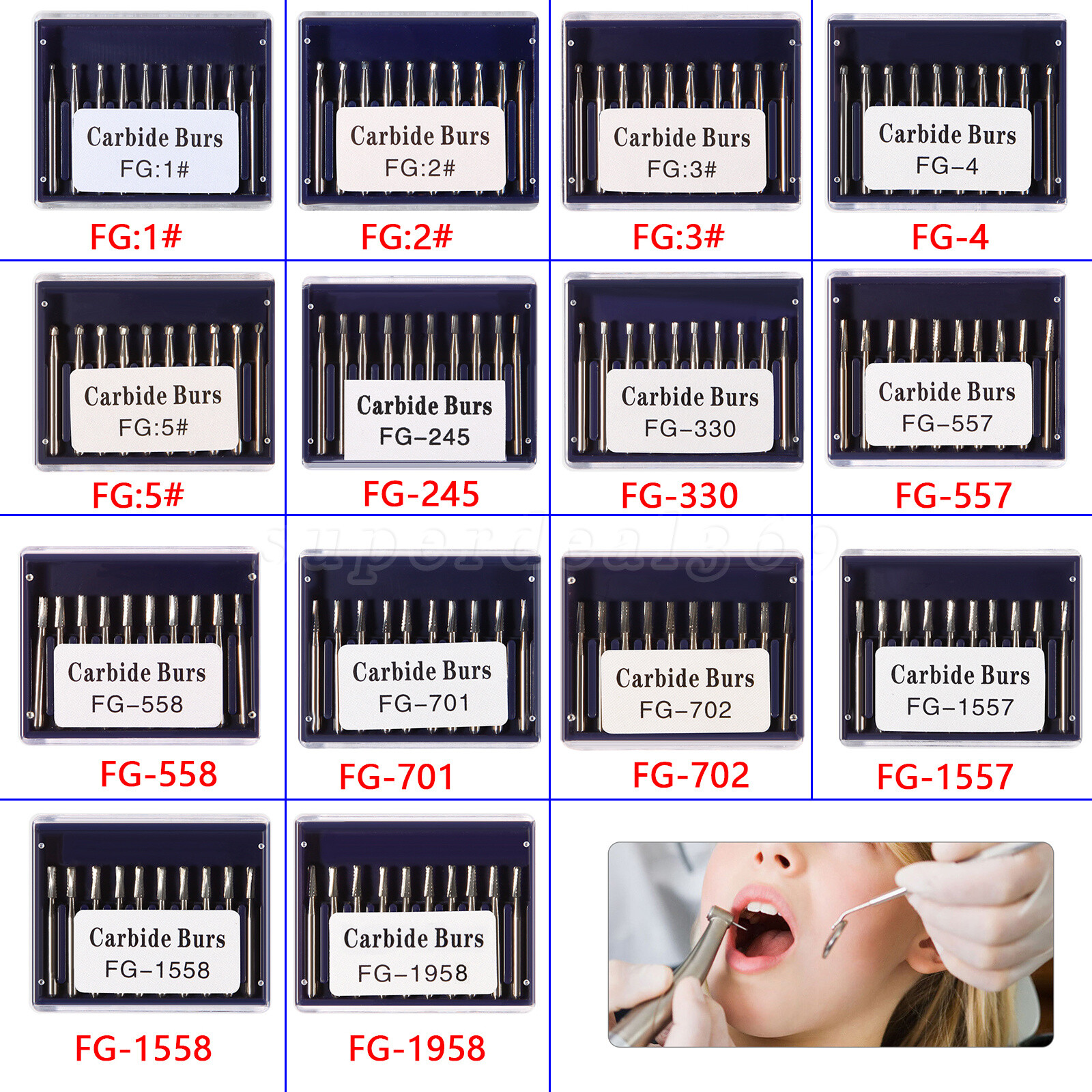 10-100Pcs Dental High Speed Handpiece Carbide Burs Round Steel FG Bur Drills ty