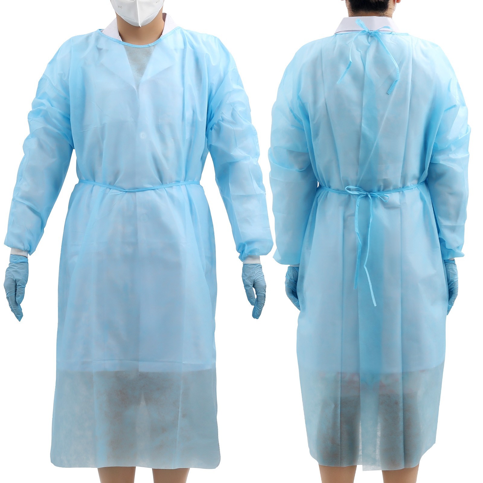 100Pcs/Case Dental Disposable PP Isolation Gowns Knitted Cuff Long Sleeve