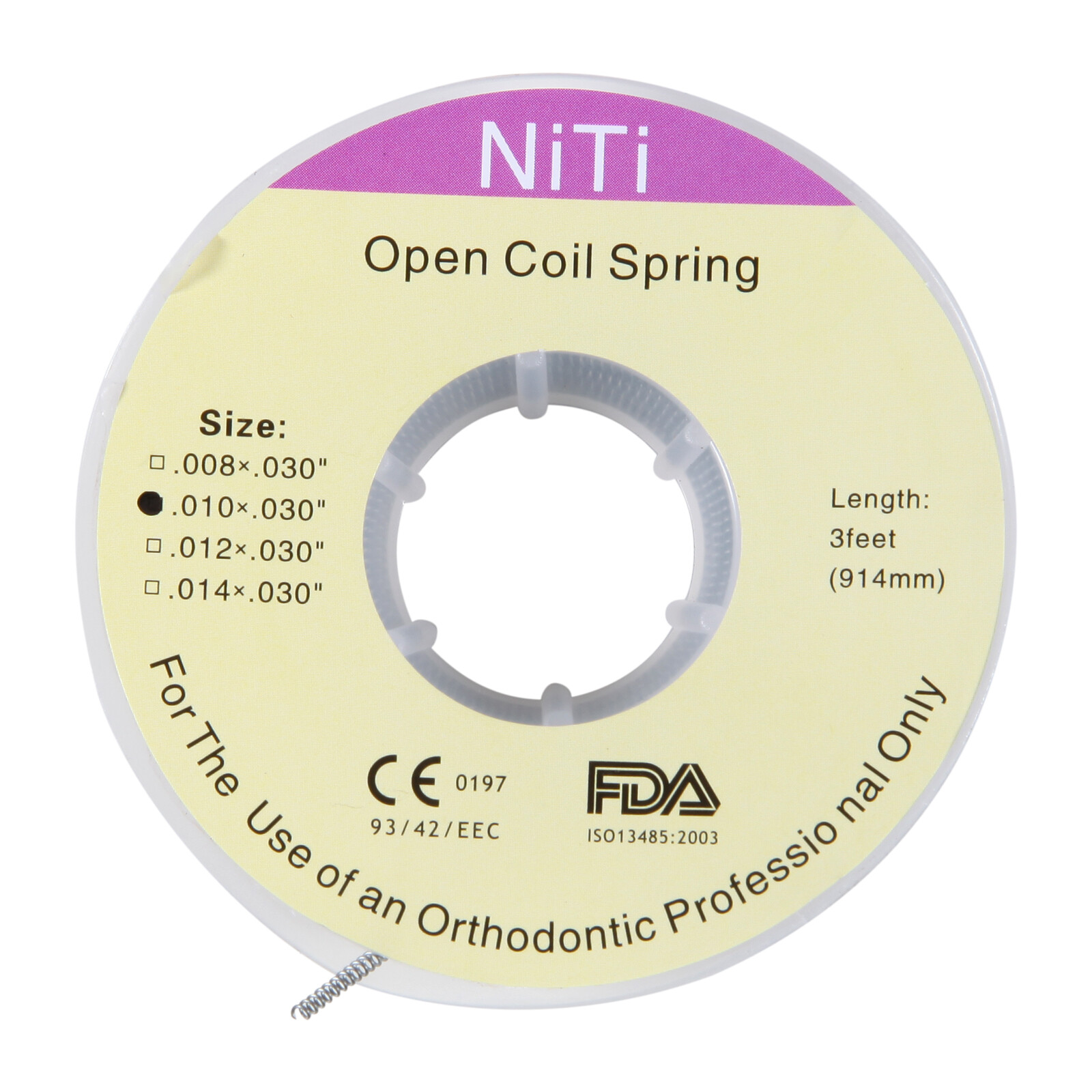 Dental Orthodontic Niti Open Coil Spring Spool Dia.010 Inch 914 mm 3 Feet ns