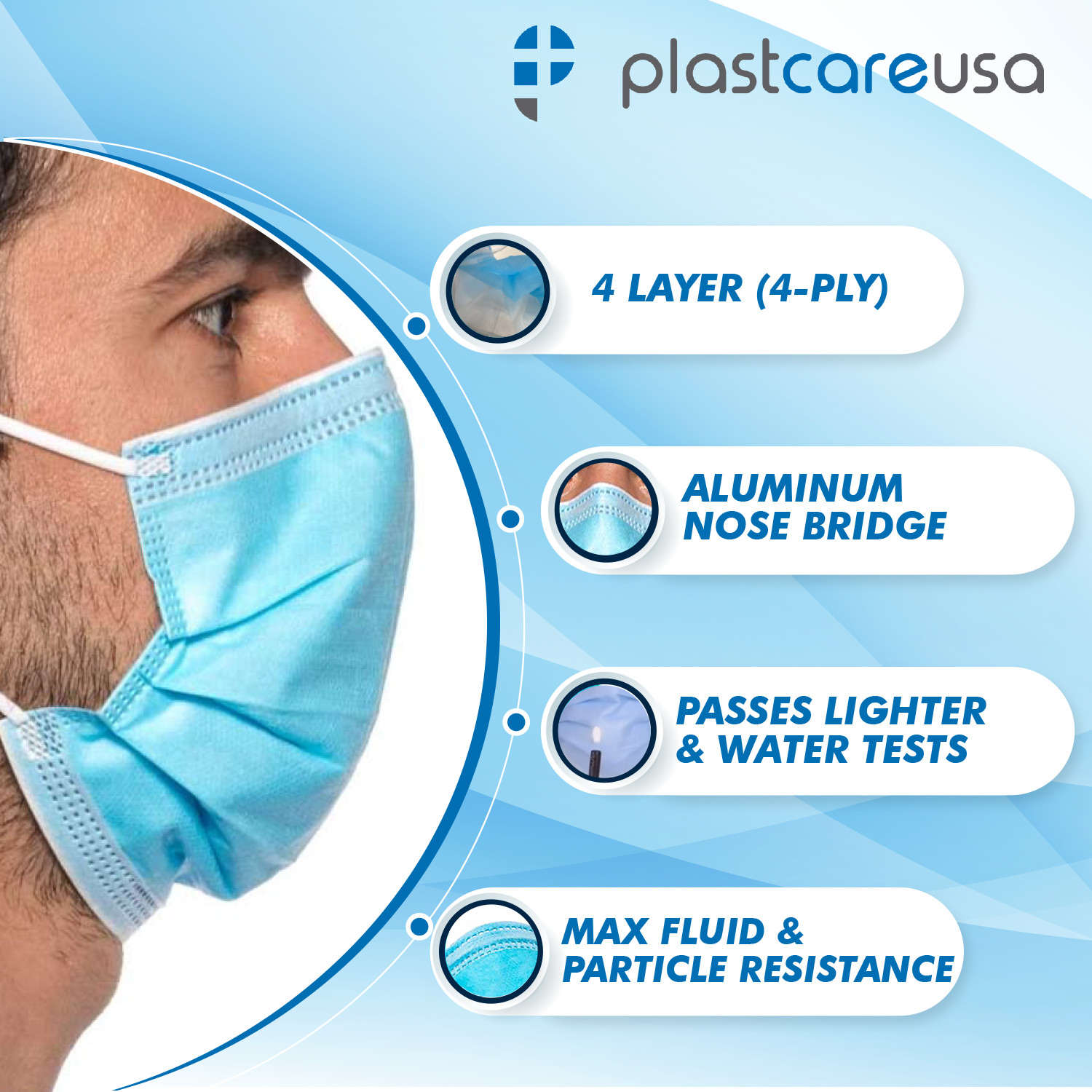 ASTM LEVEL 3 4-Ply Disposable Medical Surgical Protection Filter Face Masks
