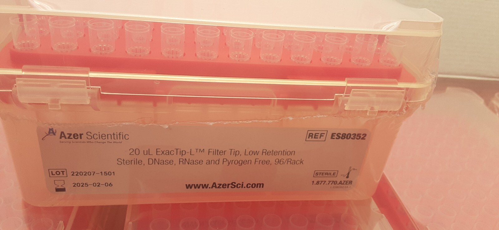 Azer 20ul/96 well ExacTip-L Filter Tip/ Sterile / (Lot of 2)(192 tips) ES80352