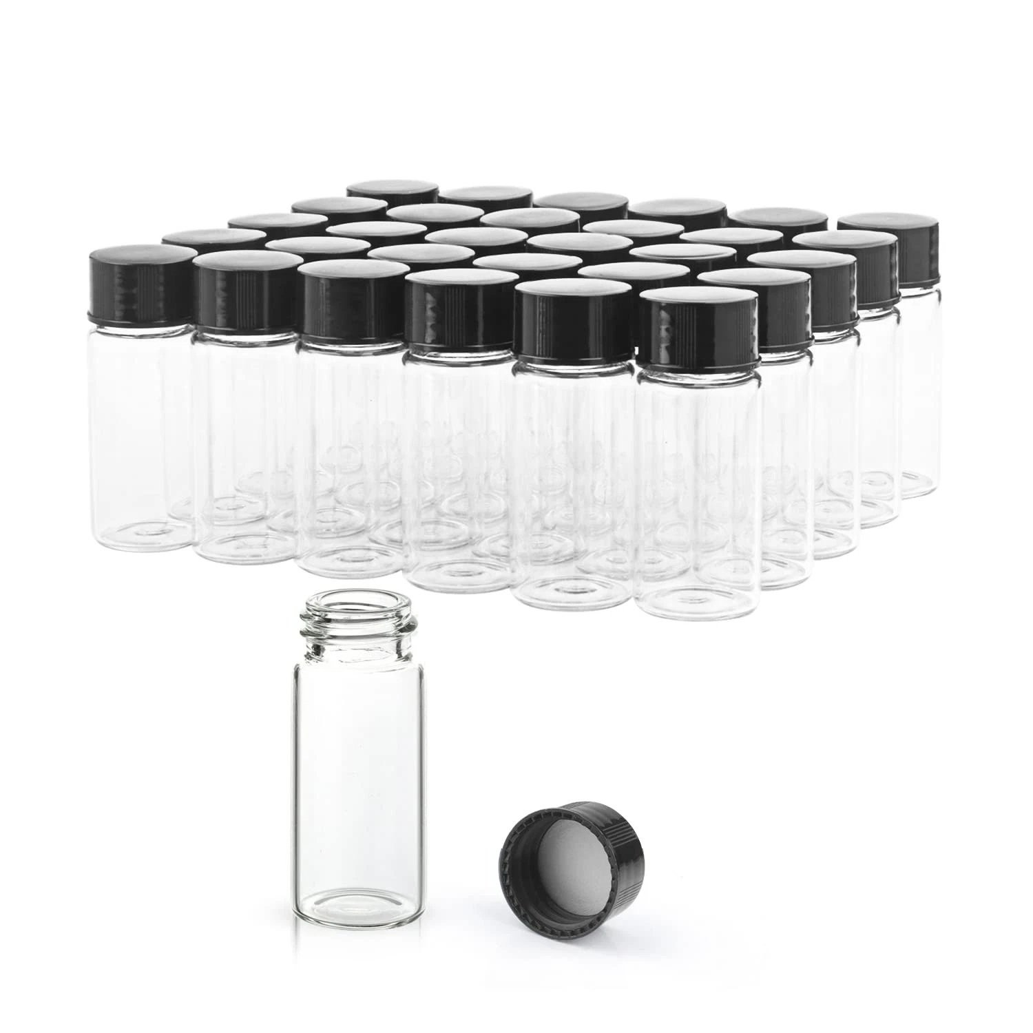 10ml Clear Glass Vials 100pcs Sample Vials with Screw Caps Small Liquid Bottles