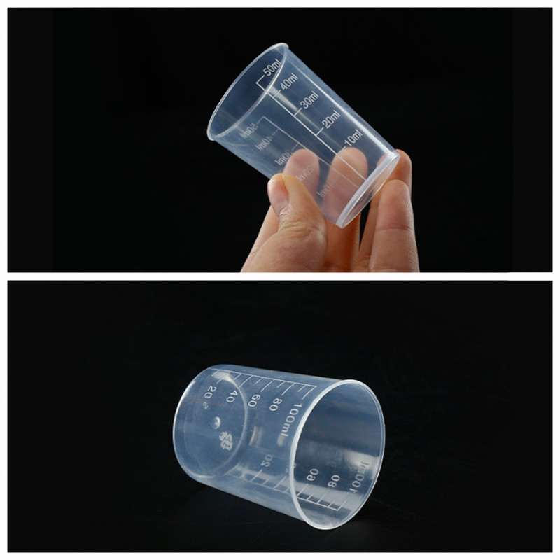 5Pcs Small Plastic Measuring Cups 10-100ml Transparent Liquid Kitchen Lab Tools