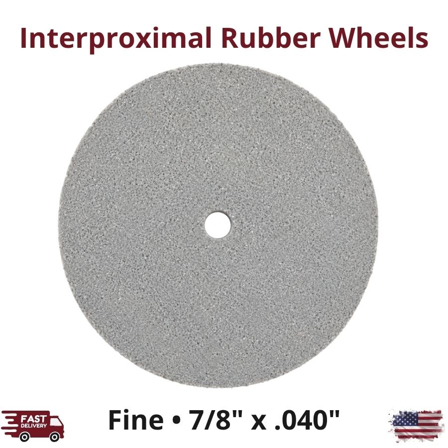 25/Pk Interproximal Rubber Wheels White Fine Aluminum Oxide 7/8 x .040 Polishing