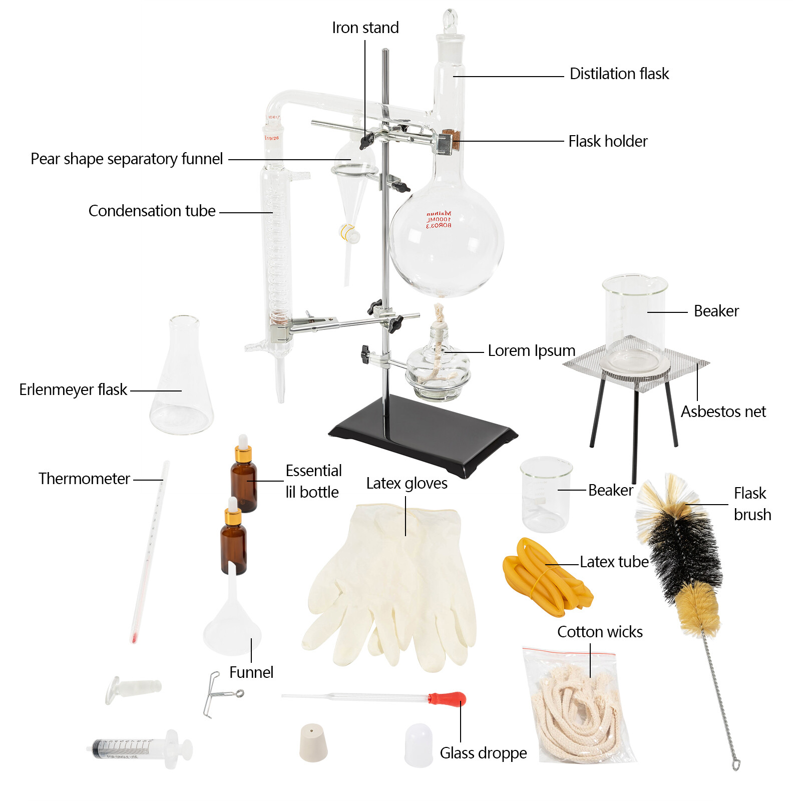 High Borosilicate Glass Distillation Equipment For Essential Oil Extraction