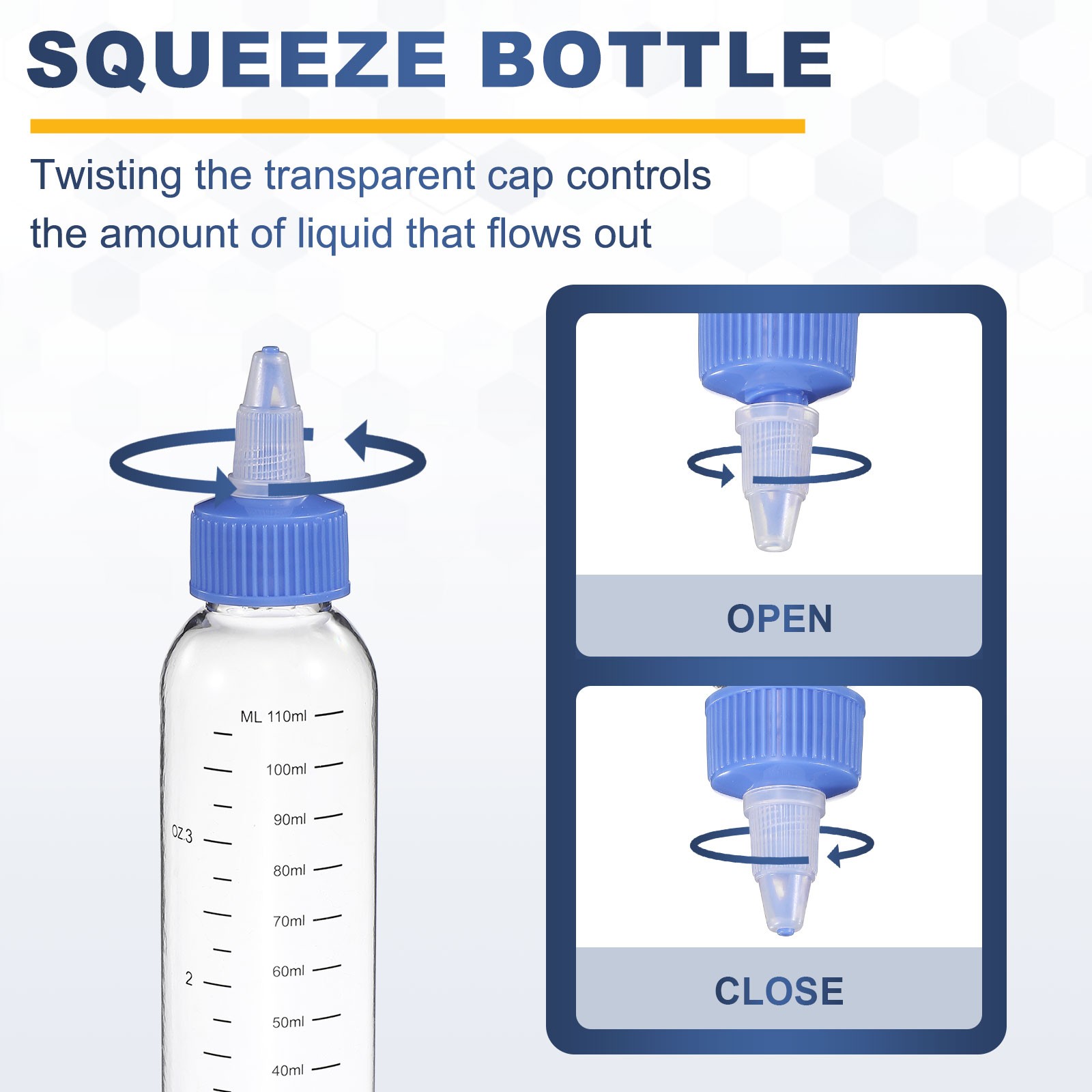 9 Pcs 50ml (2oz) Plastic Dispensing Bottle with Twist Cap, Transparent/Blue