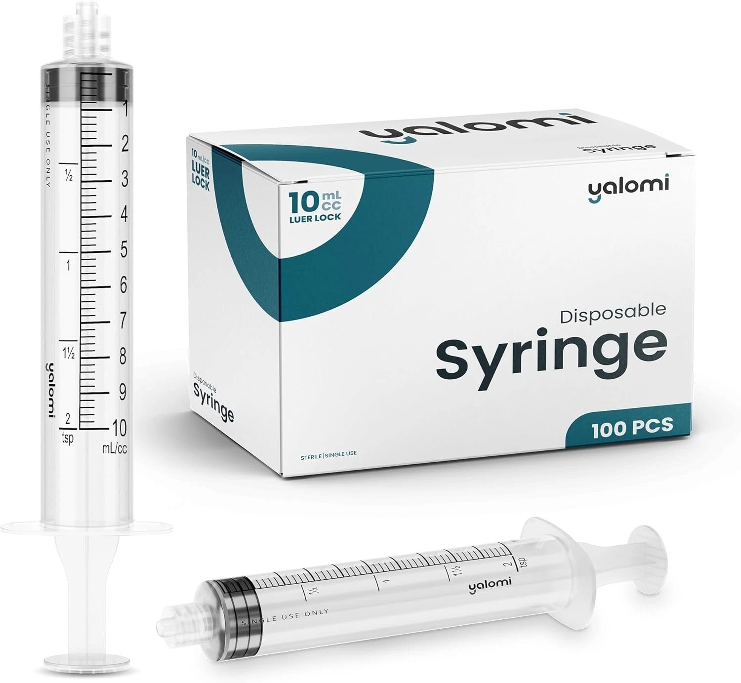 10Ml Luer Lock Syringe (No Needle) – 100 Pack | Sterile & Individually Wrapped