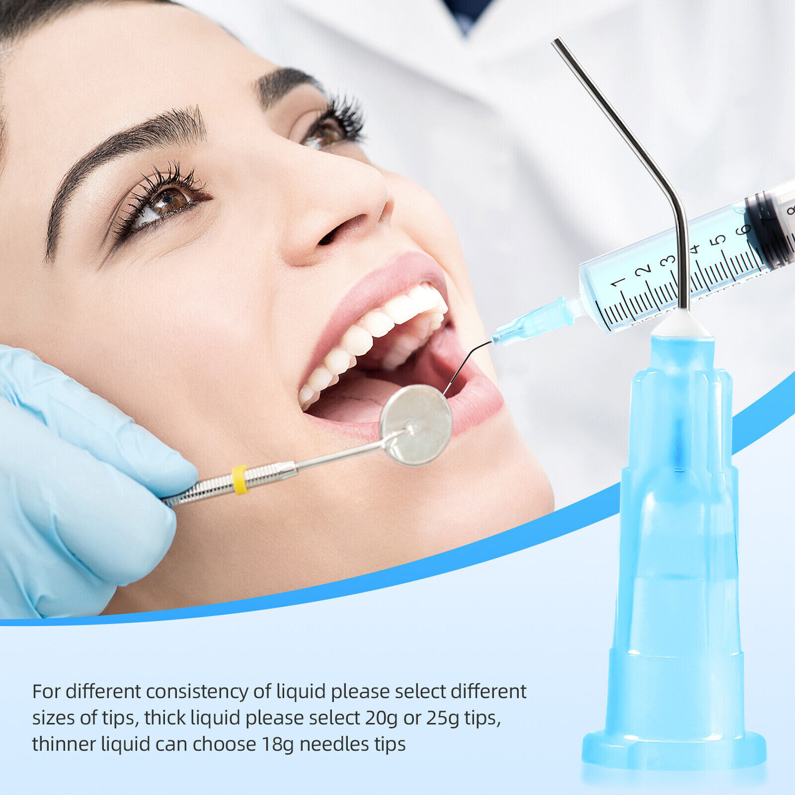 Dental Pre-Bent Flow Needle Tips For Etch Disposable Dispensing Syringe Tip