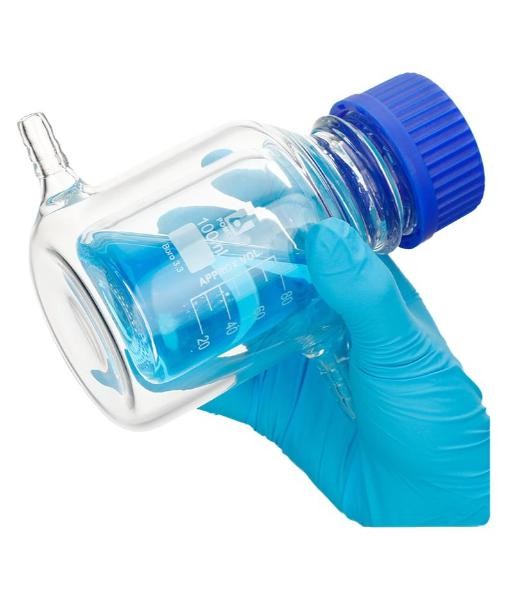 Lab Supply: 25ml-2000ml Double Jacketed Reagent Bottle with Side Nozzles