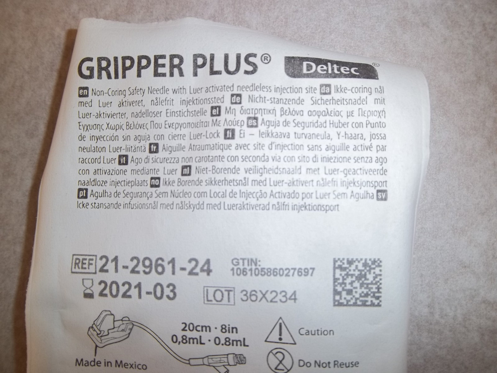 Deltec Gripper Primary Micro Non-Coring Luer Tube Set(b-1909)