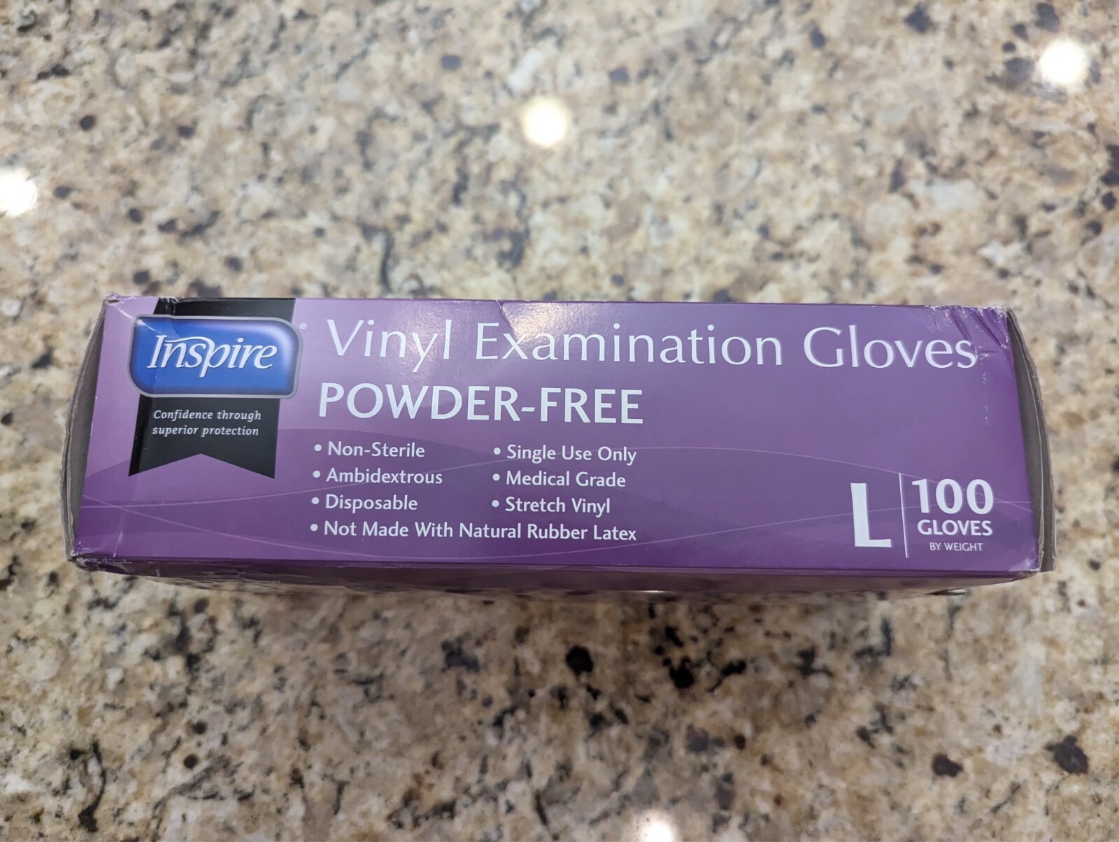 Inspire Vinyl Examination Gloves Powder Free 100 Gloves size L
