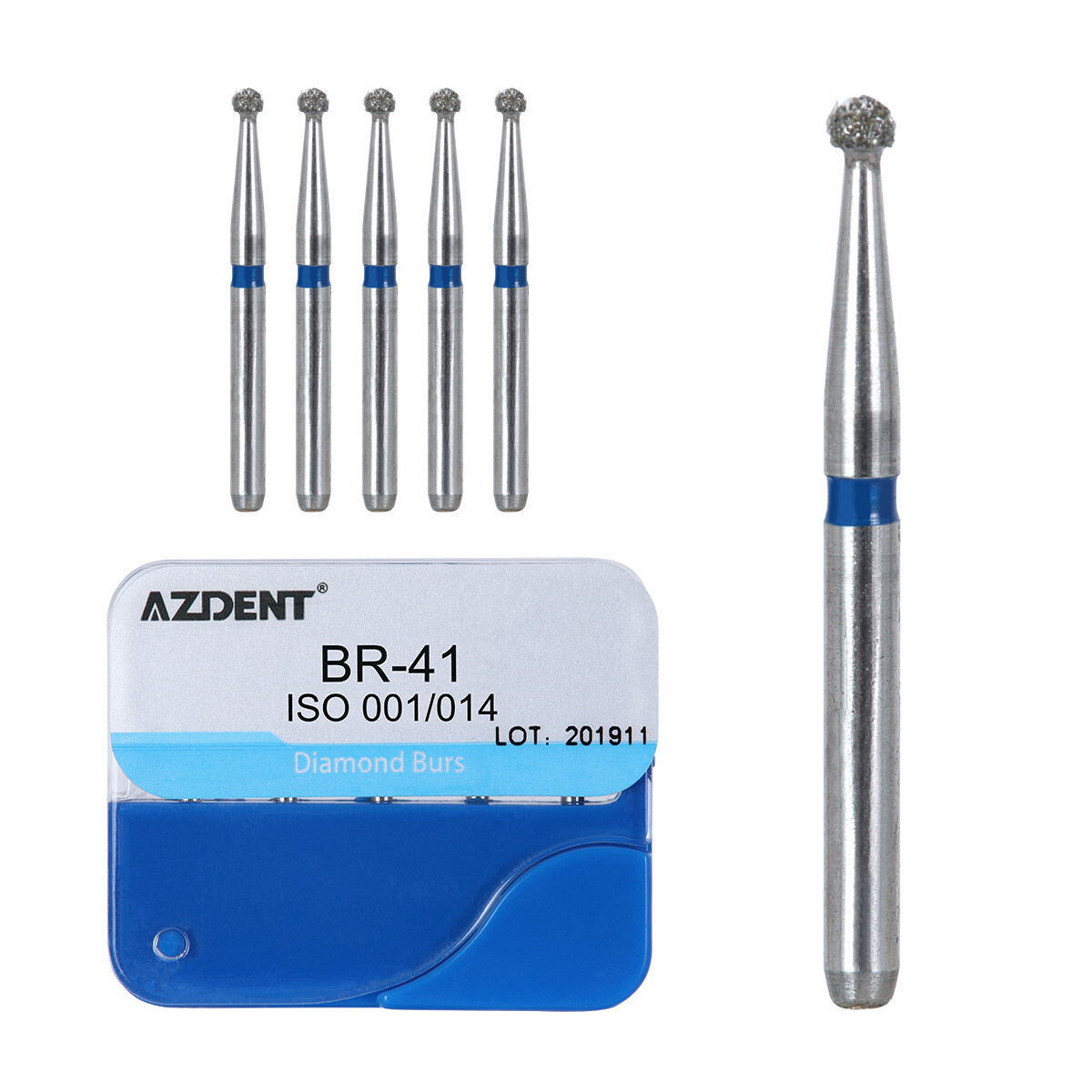 100pcs Dental Diamond Burs for High Speed Handpiece Medium FG 1.6mm AZDENT