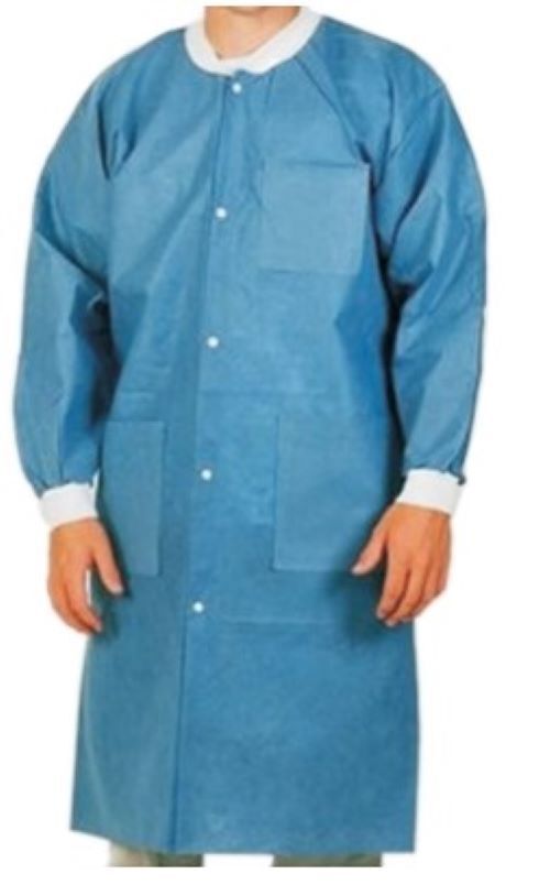 MN Health Lab Coats Blue Size X-Large Knee Length Non sterile 10/Pk