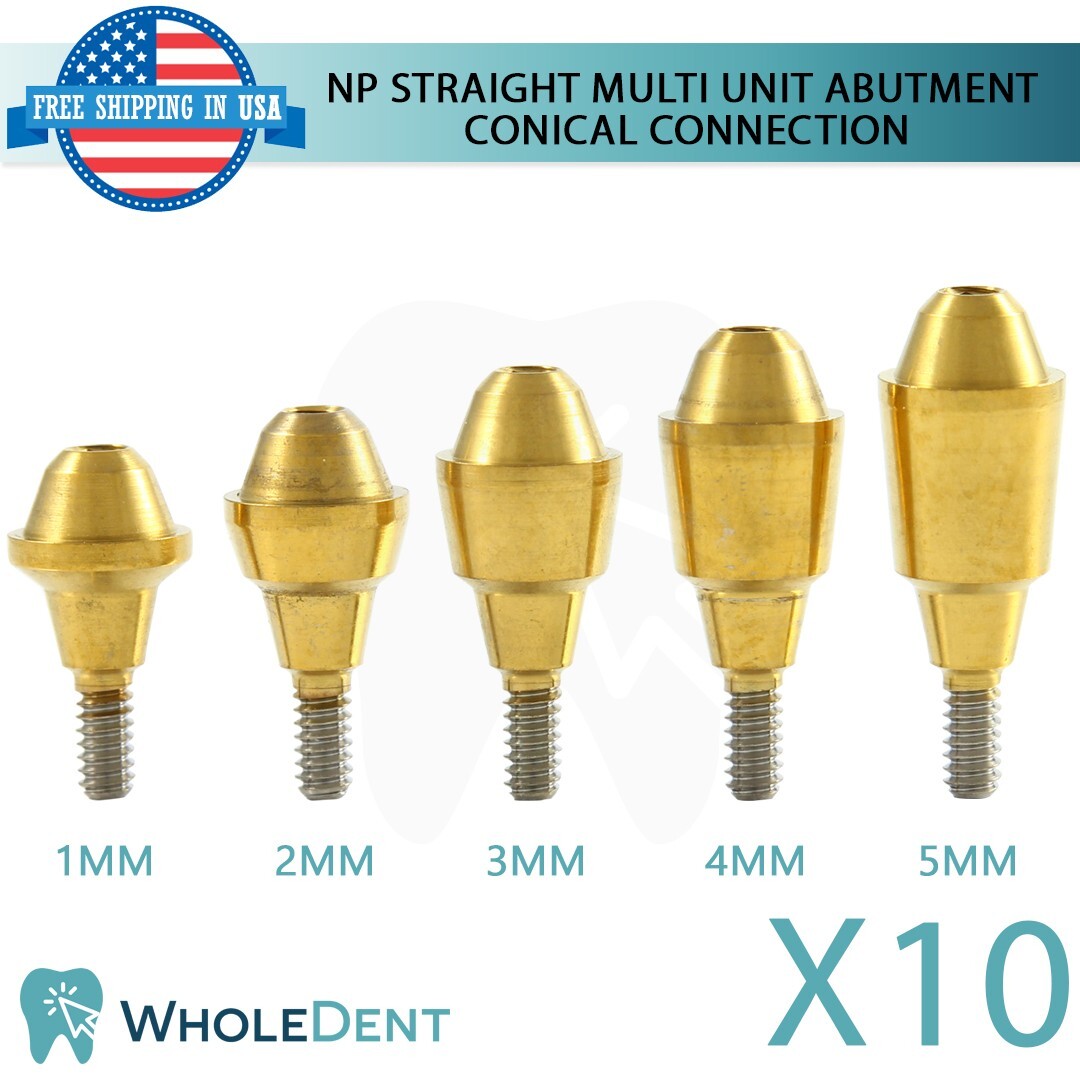10x NP Conical Connection Straight Abutment Multi Unit 1.6mm Titanium Dental
