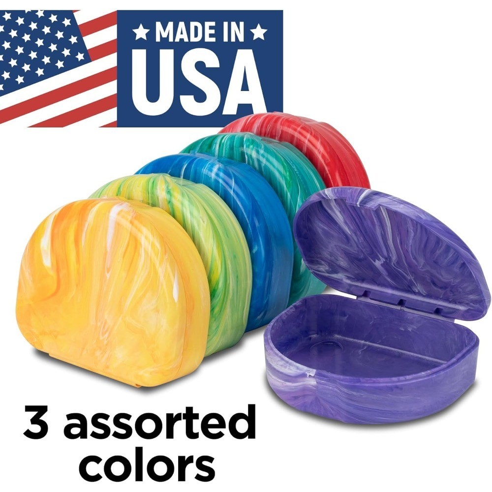 Marble Retainer Cases, Orthodontic Aligner Case, Mouth Guard Holder (3 Pack)