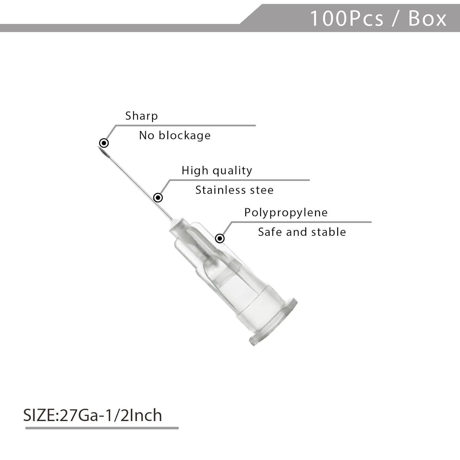 Precision 27 Ga 1/2 Inch (13mm) Disposable Needles – 100 Pack for Creative Use