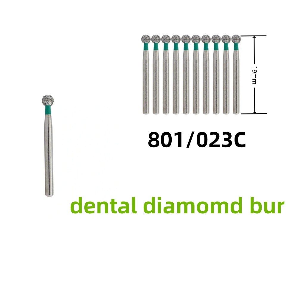 10/ Dental Diamond Bur FG High Speed Round Ball 801/023C Coarse Grit Preparation