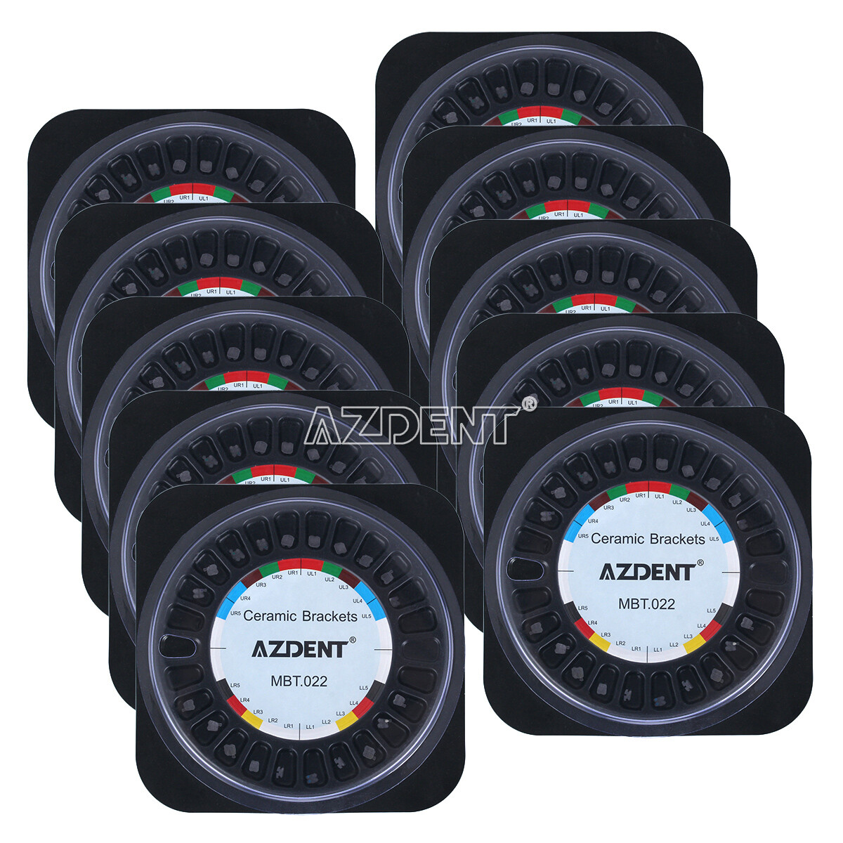 AZDENT Dental Orthodontic Ceramic Brackets MBT Roth 022/018 345 Hooks Braces