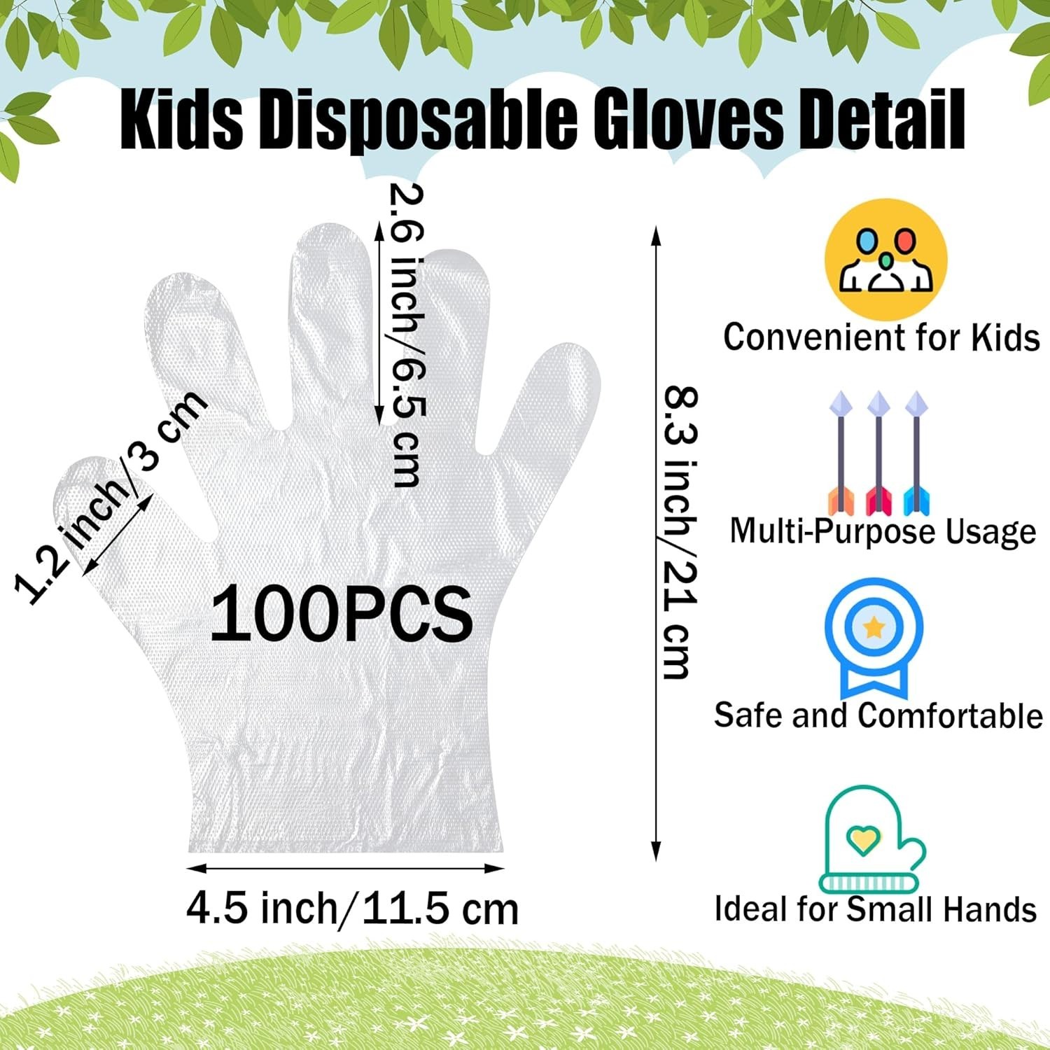 100 Pcs Clear Disposable Plastic Gloves Food Grade Handling Prep Cooking Cleanin