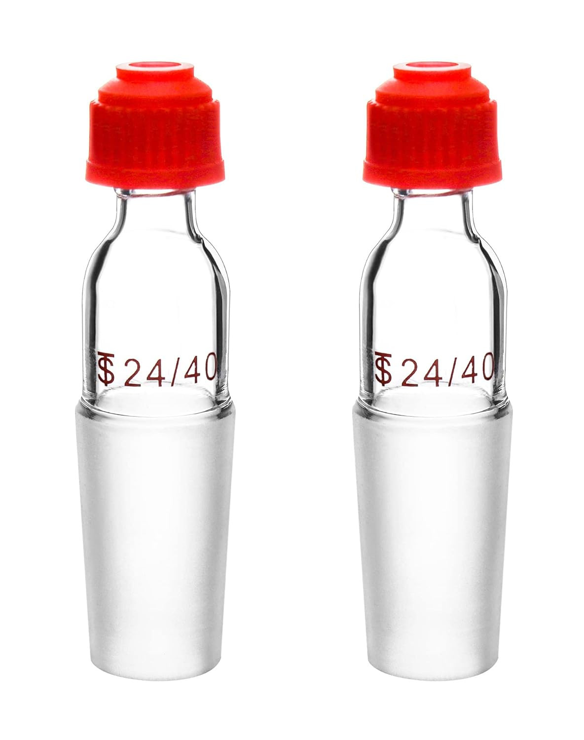 2 Pack 24/40 Thermometer Inlet Adapter Glass Joint for Lab Distillation Use Chem