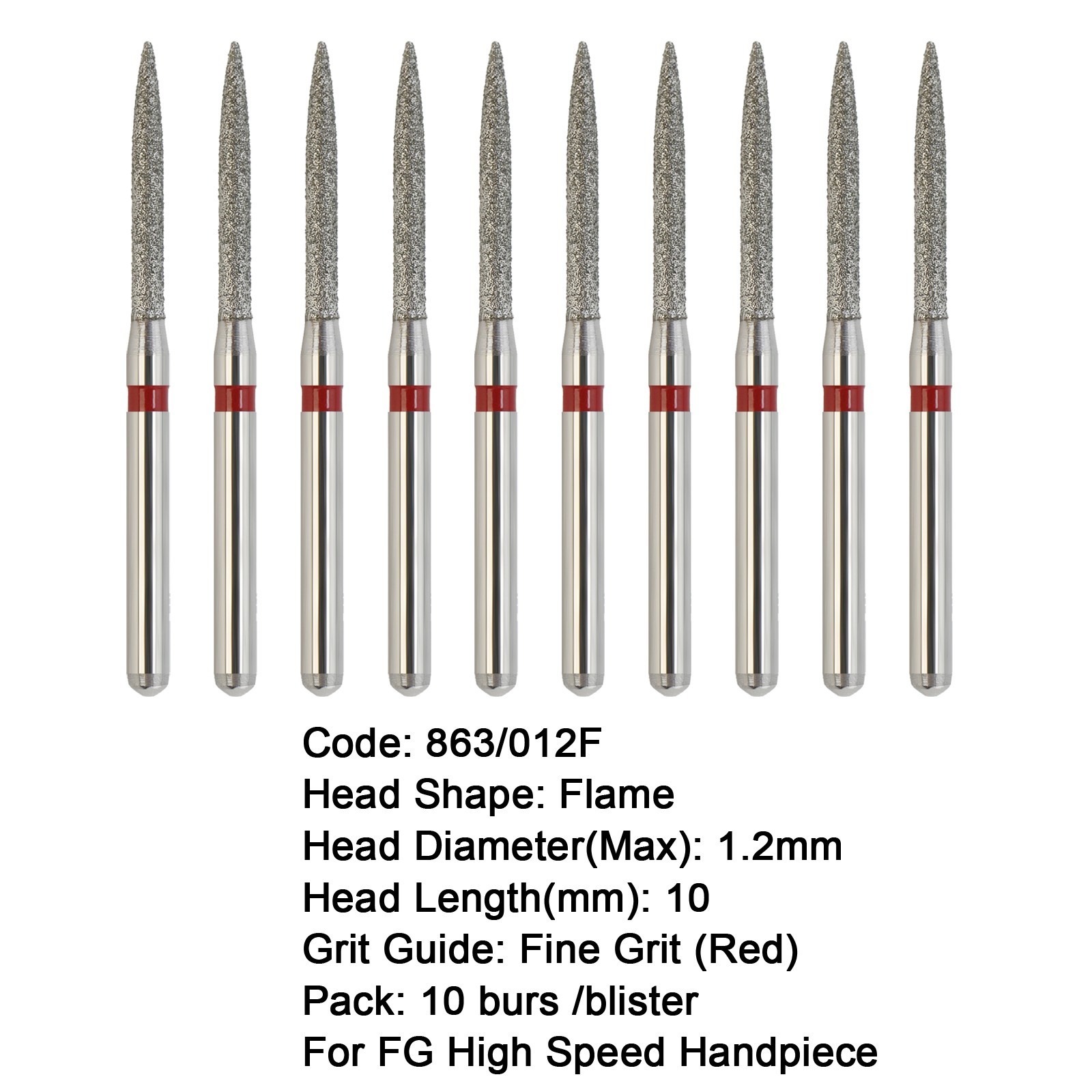 Dental Diamond Burs FG Round Ball Taper Bur 368 801 850 856 Long Surgical Burr