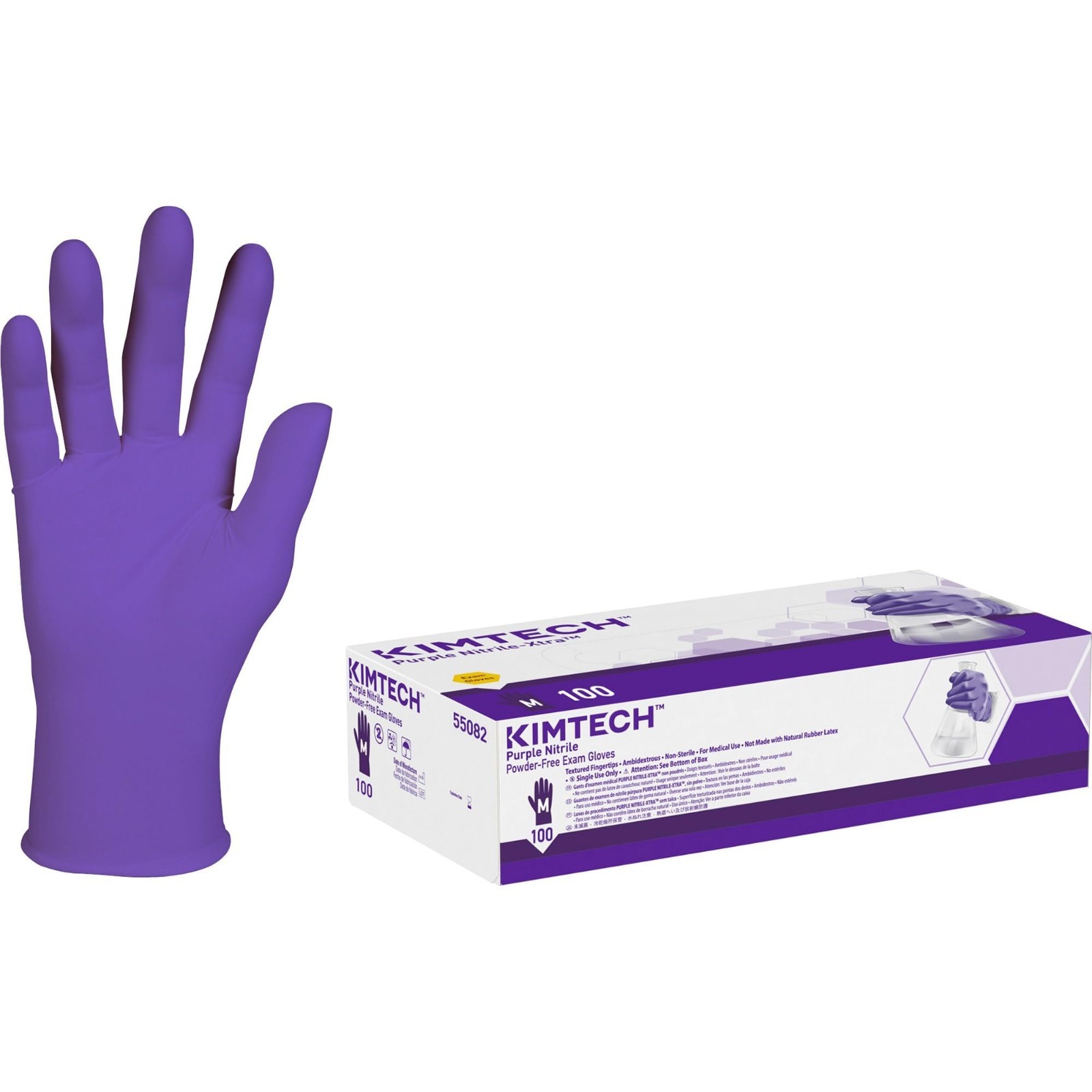 Purple Nitrile Exam Gloves, Medium Size, Box of 100, Disposable Medical Gloves