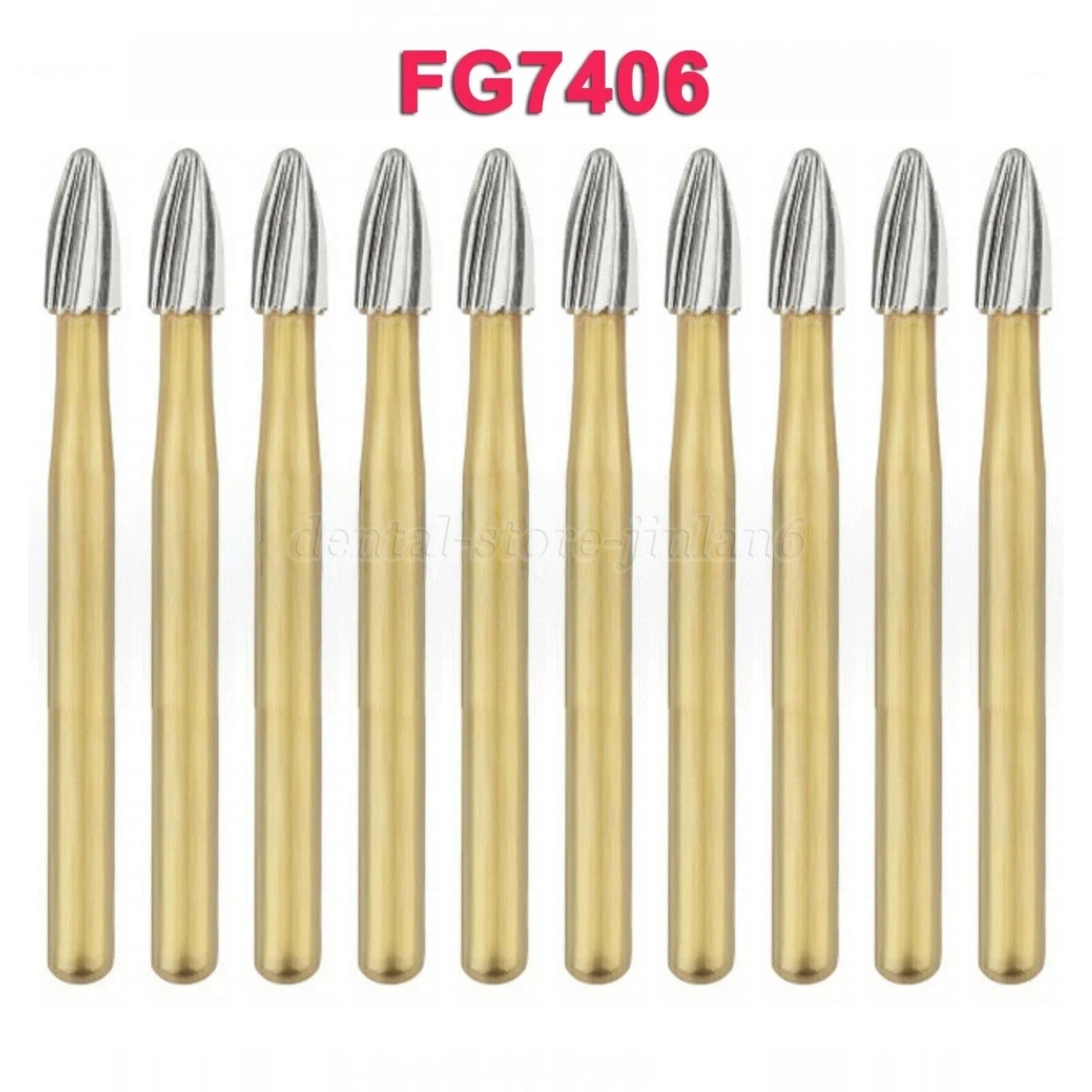 10Pcs Dental Carbide Burs Trimming Finishing Polishing Egg Football FG 7406 High