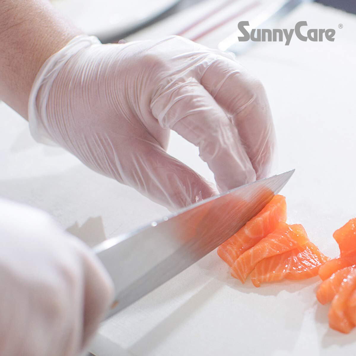 100 SunnyCare #7802 Vinyl Disposable Gloves Powder Free (Latex Nitrile Free)🔥M
