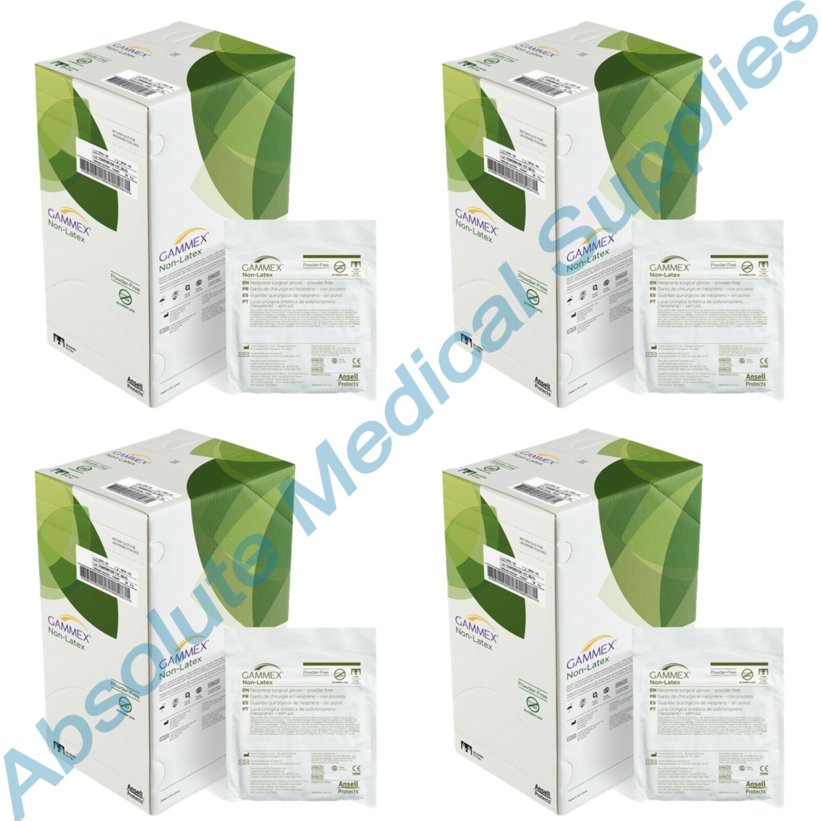200-Pairs Ansell Gammex Non-Latex Powder-Free Disposable Size-8 Gloves 8516
