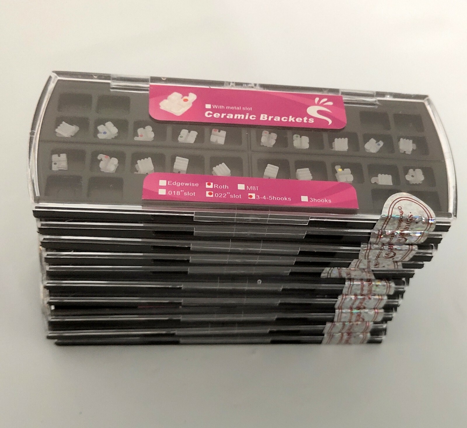 10 Packs Dental Ceramic Brackets Braces 022 Roth 345 Hooks White Invisible