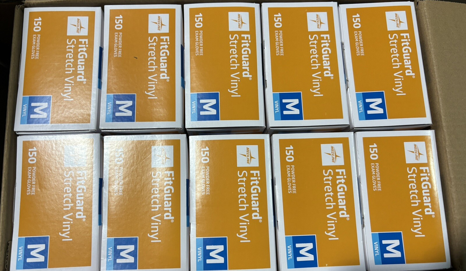 Medline FG1502 FitGuard Stretch Vinyl Box of 1500 Powder Free Exam Gloves