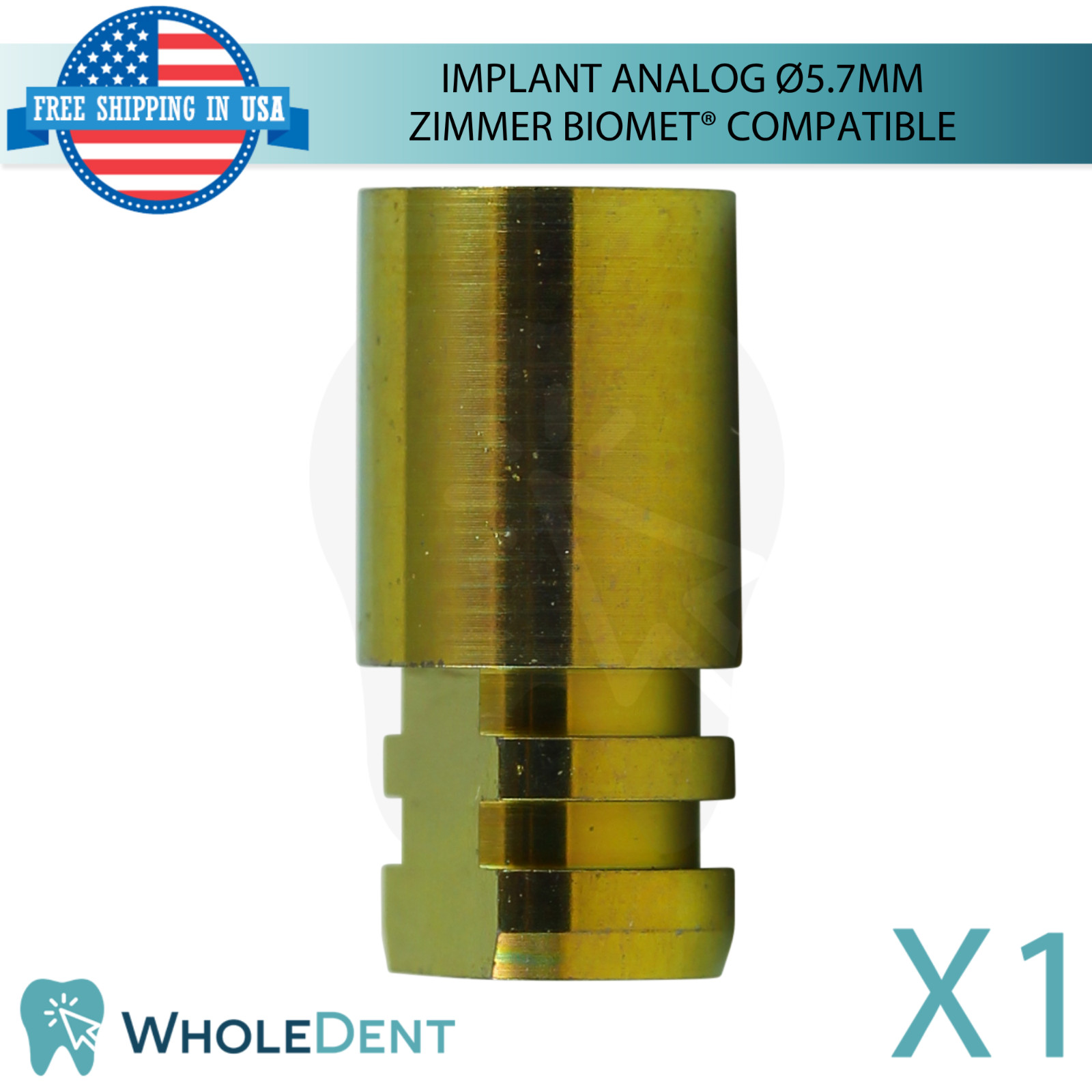 1x Dental Fixture Analog Ø5.7mm Zimmer Biomet® Compatible Int Hex 3.0mm