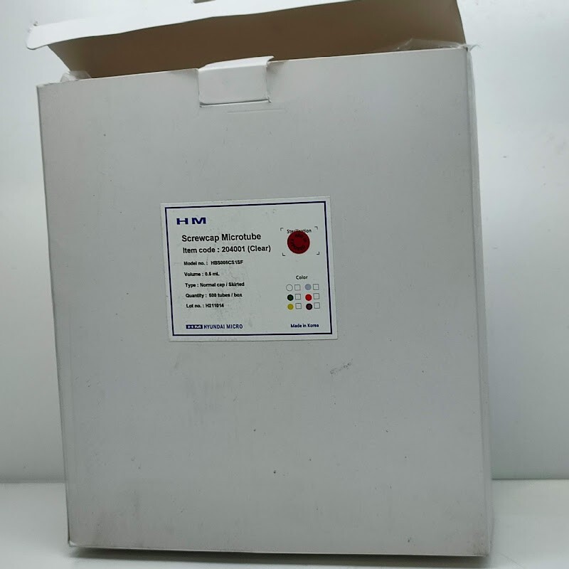 Hyundai Micro Screwcap Microtube 0.5ml Transparent Normal CapSkirt 500 Tubes