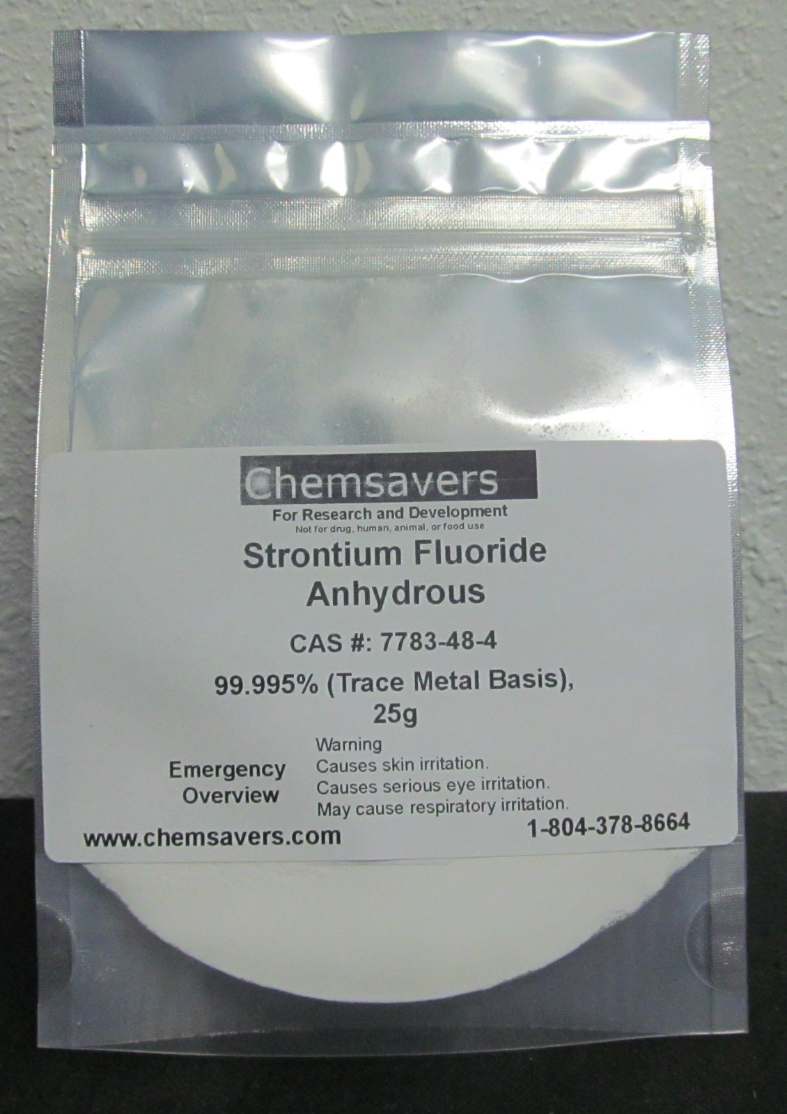Strontium Fluoride Anhydrous, 99.995% (Trace Metals Basis), Certified, 25g