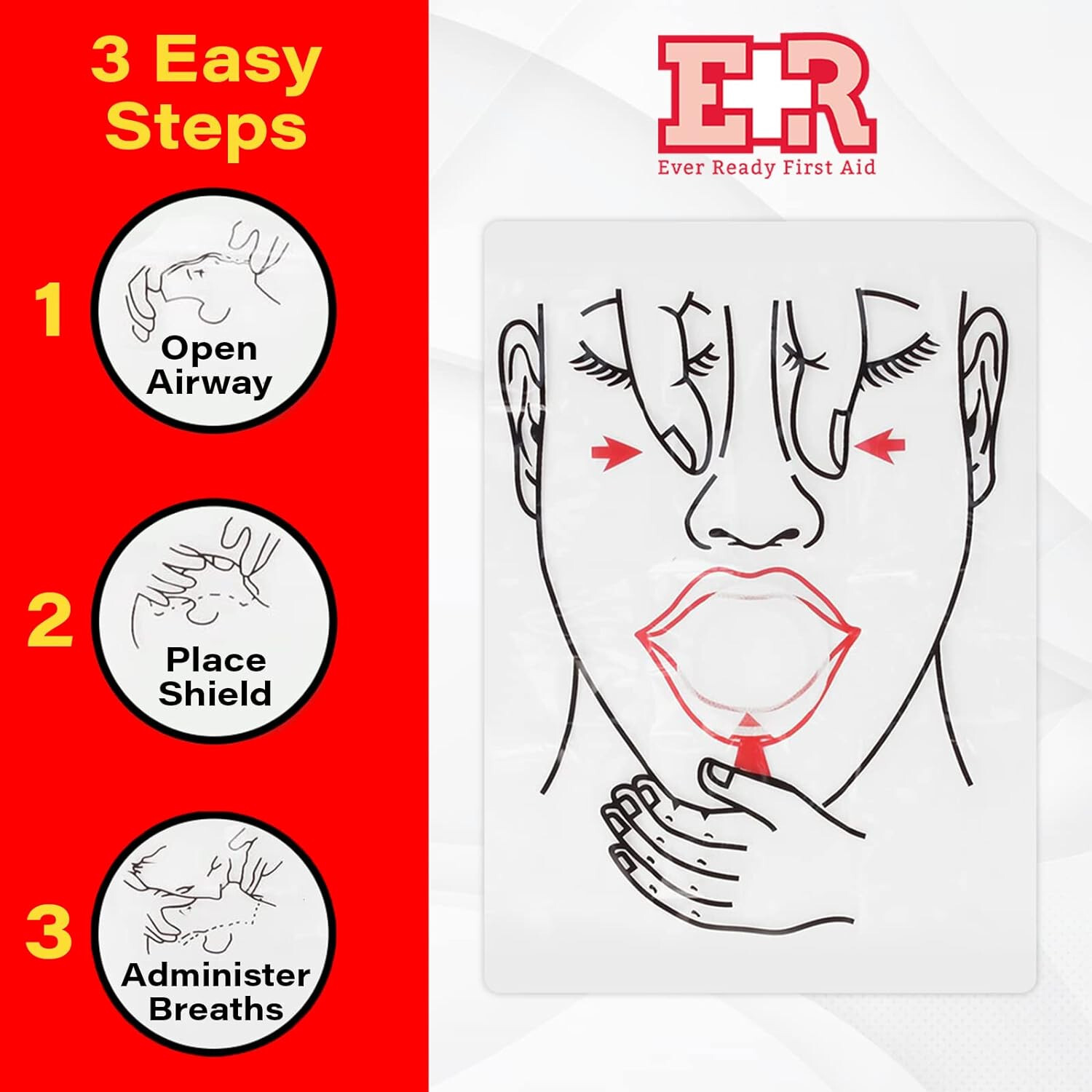 Ever Ready First Aid CPR Face Shield for Adults Children and Infants – 10 Pack
