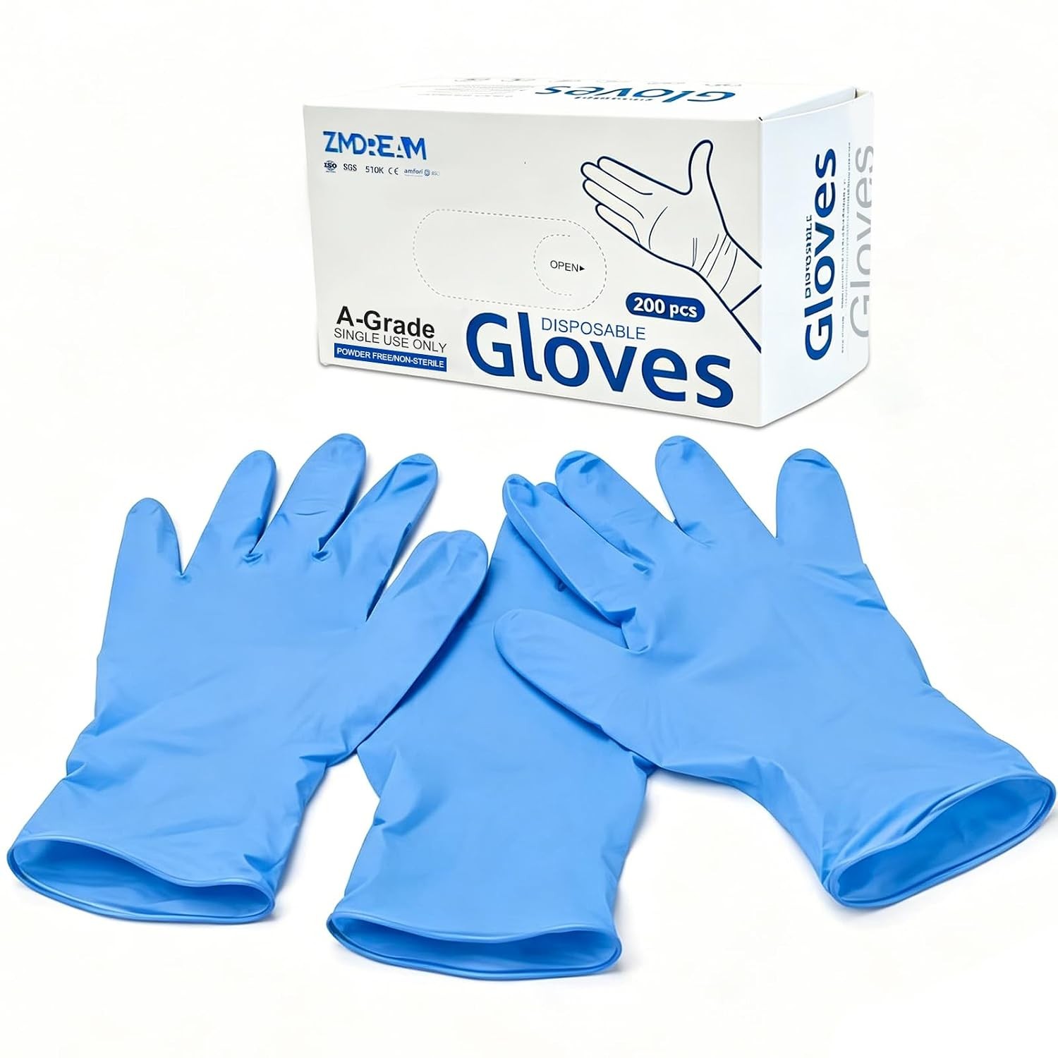 Latex-Free Powder-Free Nitrile Gloves 4-mil Thick Medium Size 200 Count Work